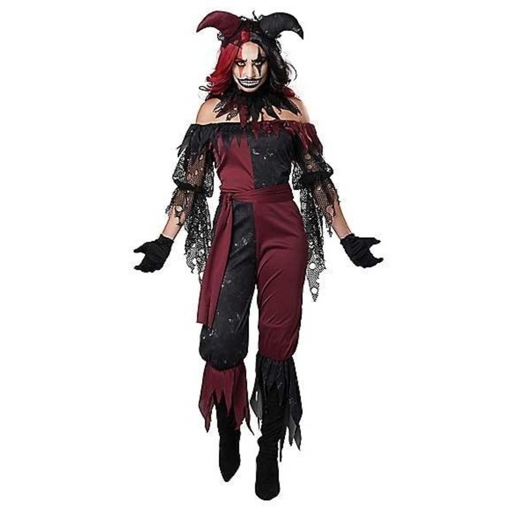 Psycho Scary Jester Costume Spirit Halloween Womens Adult XL 12-14